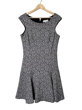 Nanette Lepore Black & Gray Floral Fit-and-Flare Mini Dress